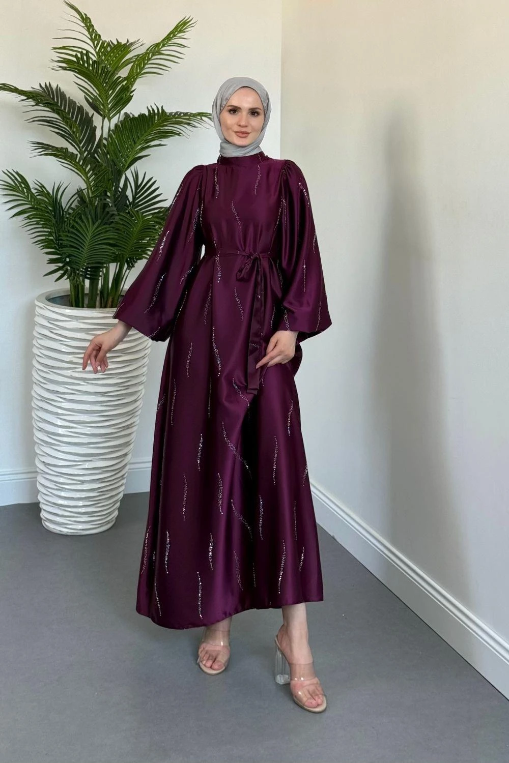 Kaitlyn Taşlı Abiye Mor