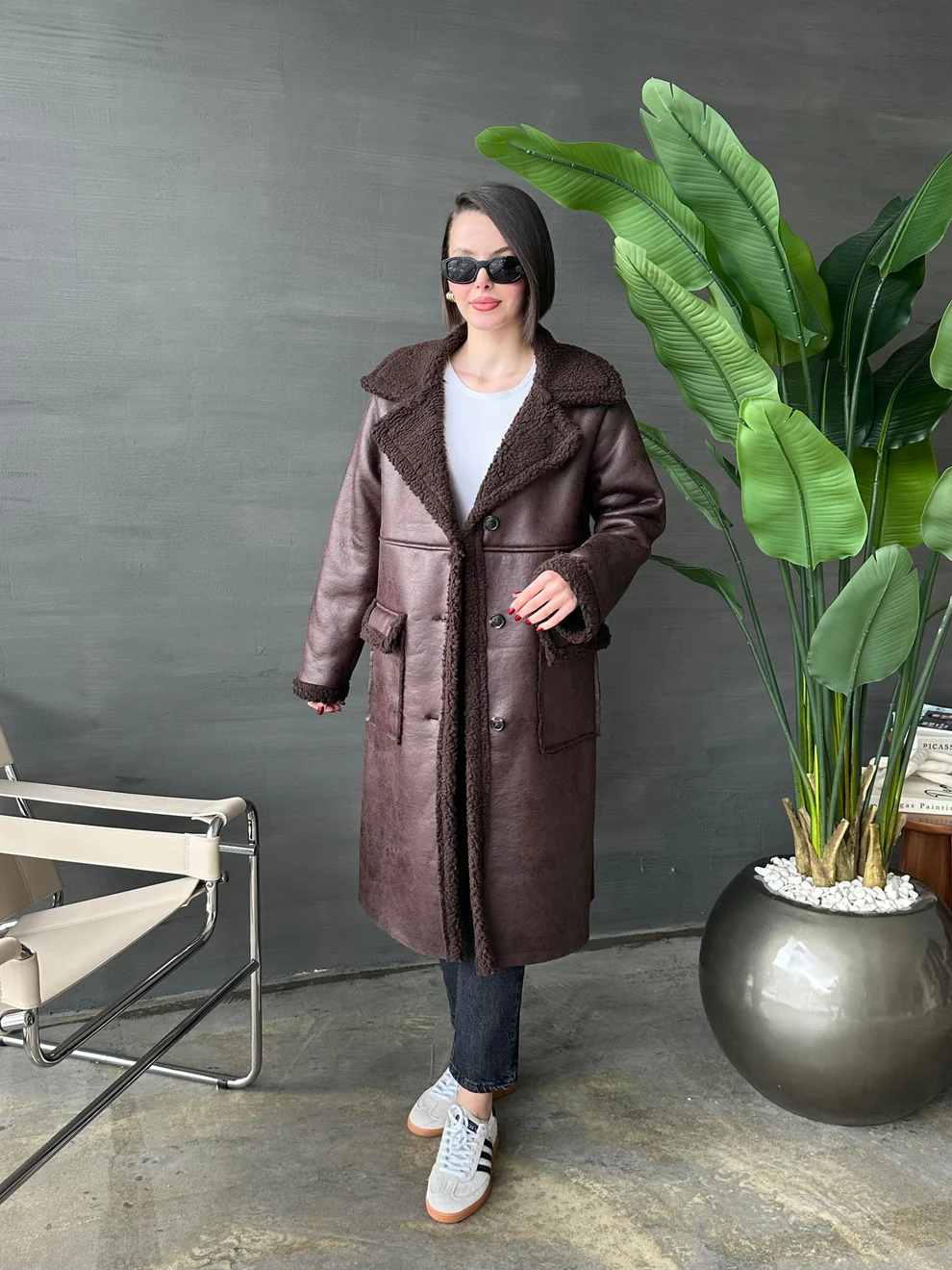 Uzun Nubuk Kürklü Kaban ACI KAHVE