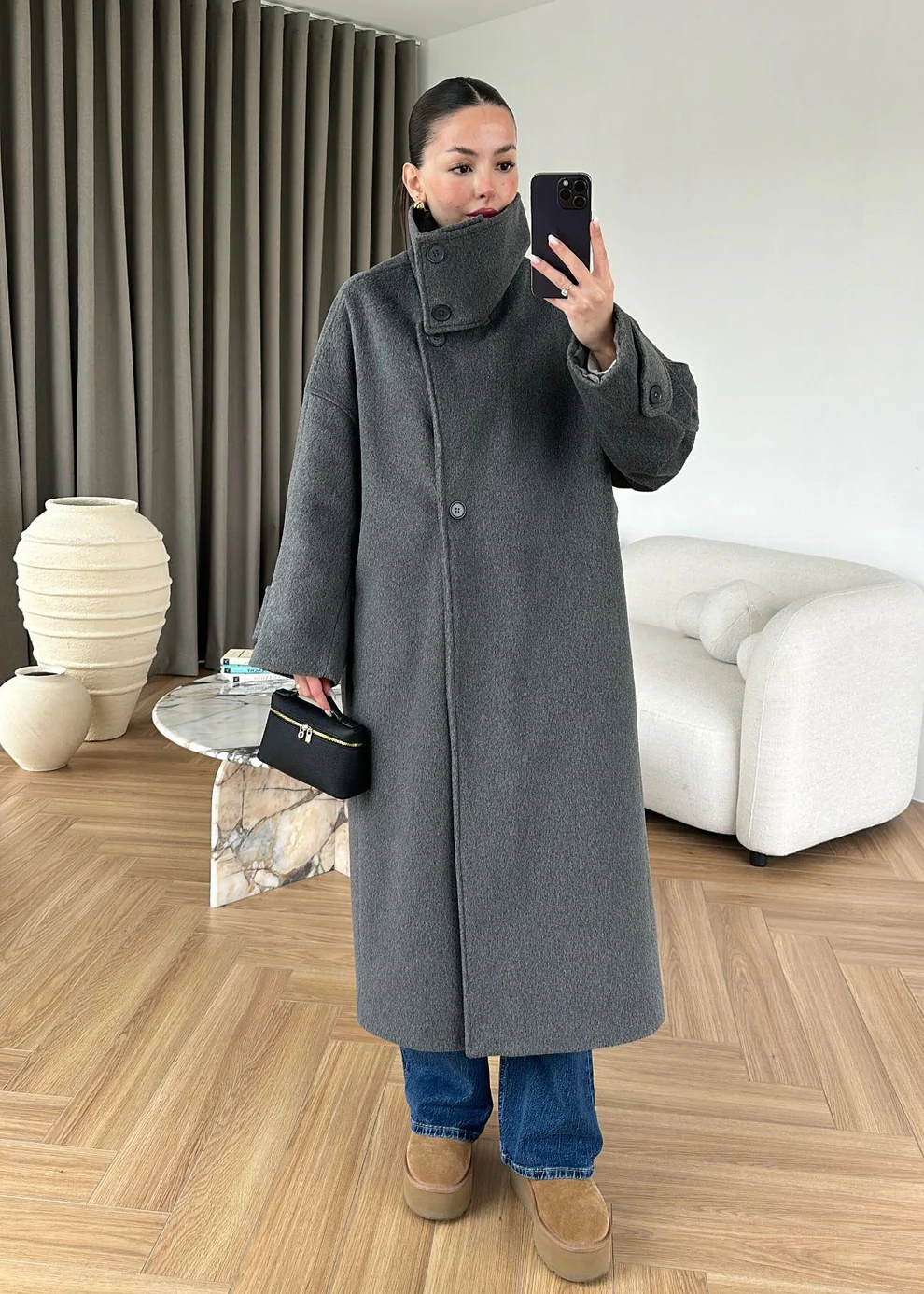 İthal Kaşe Kaban ANTRASİT