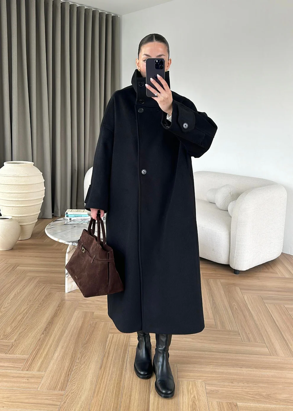 İthal Kaşe Kaban SİYAH