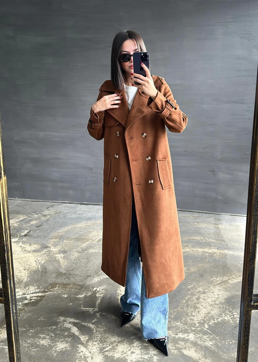 İSADORA Süet Premium Trençkot TABA