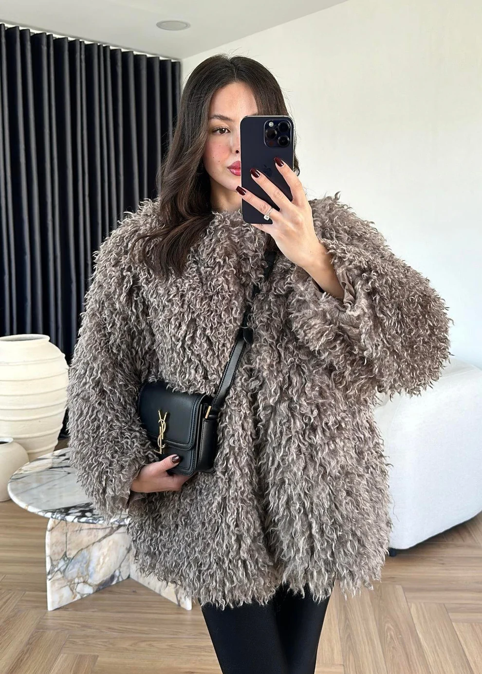 Kıvırcık Detay Kürk VİZON