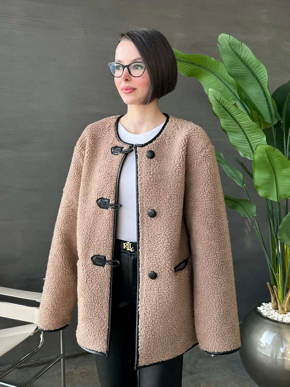 Aplikeli Kürklü Mont CAMEL