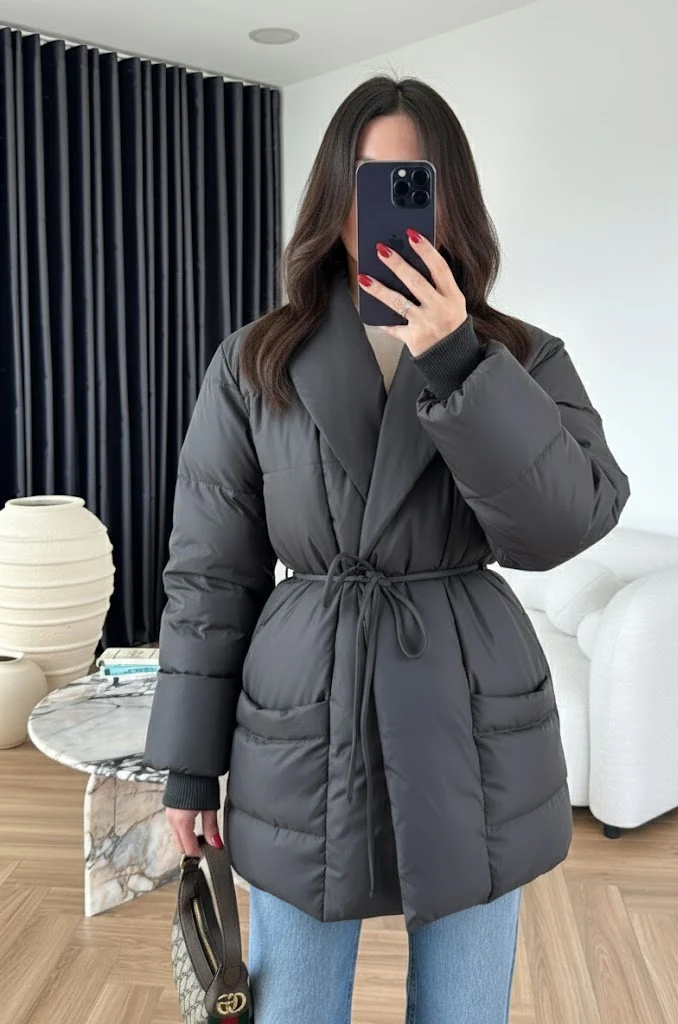 İp Bağlamalı Şişme Mont