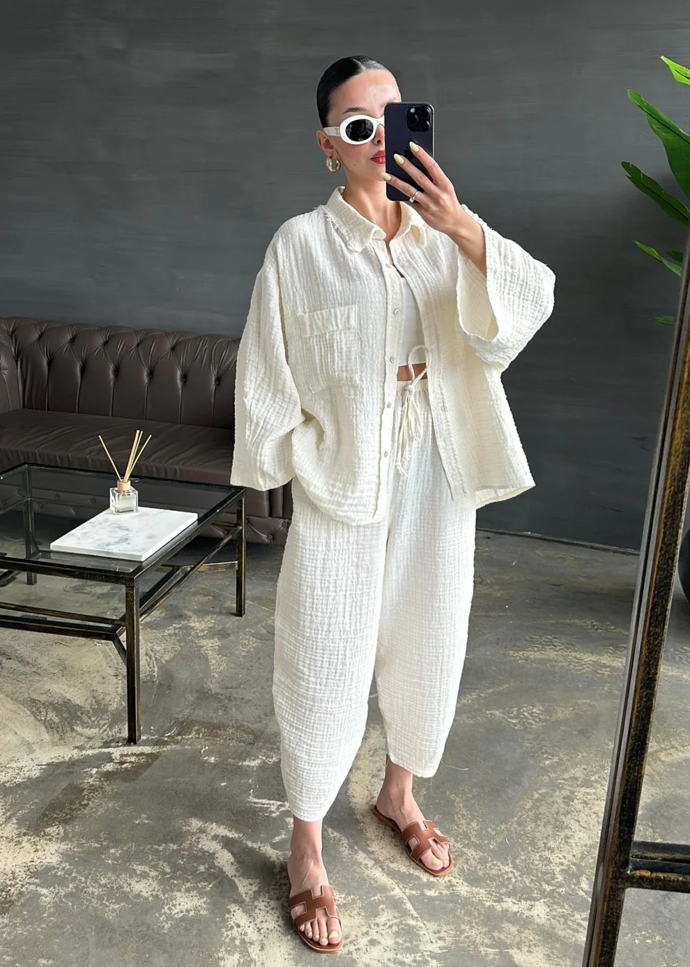 Simli Müslin Takım EKRU