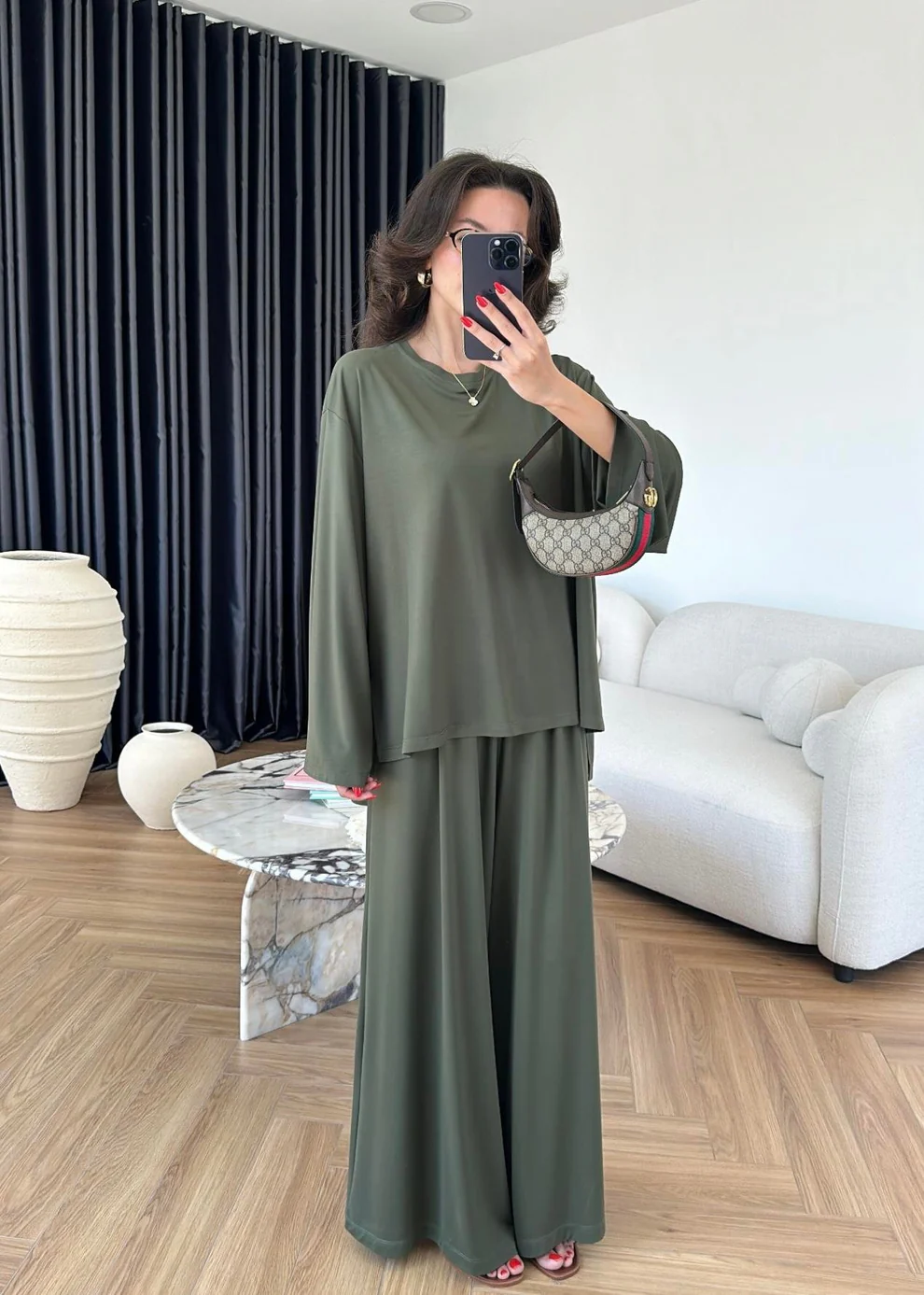 Modal Geniş Paçalı Takım HAKİ